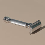 tall Merkur 10cm stainless steel Safety Razor with a Long chrome texturized non-slip Handle