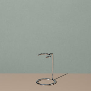 Pure badger shaving Badger brush stand in chrome stainless steel with round base and rounded head
